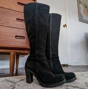 La Canadienne black suede tall heel boots, size 7